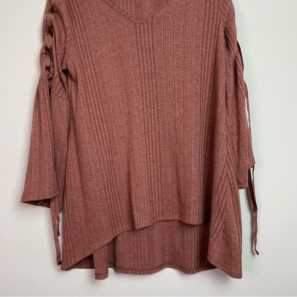 Knox Rose Desert Rose Soft V Neck Ribbed Cinched Sleeves Size S Women - Picture 7 of 11